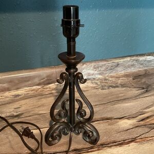 Vintage 14" Wrought Iron Lamp Base  Scroll Design Rustic Table Lighting